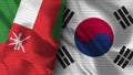 South Korea and Oman Realistic Flag Ã¢â¬â Fabric Texture Illustration Royalty Free Stock Photo